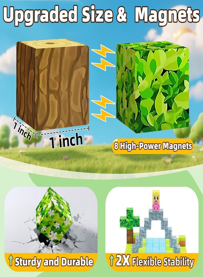 EchoPlan Magnetic Blocks, 100PCS Magnetic Building Blocks to Build a 3D World, STEM Sensory Construction Stacking Magnet Blocks Toy for Kids Ages 3+, Boys and Girls Christmas Birthday Gifts - Image 2